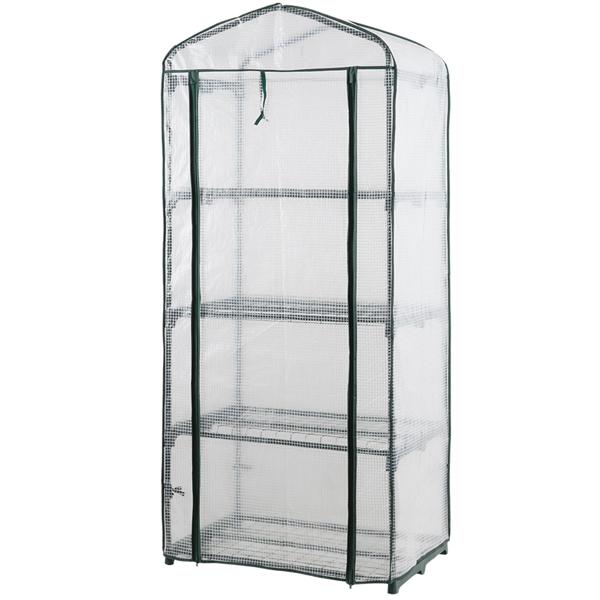 Serre de jardinage 49 x 69 x 160 cm, 4 niveaux – serre en toile PE 120 g/m² – porte enroulable, structure métallique, système emboîtable idéal pour balcon et jardin