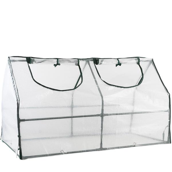 Folien-Gewächshaus 120x60x60 cm, Tomatenhaus mit A-Dach, 16mm verzinkter Stahl, 140g/m² PE-Folie, UV-Schutz & 2 Fenster mit Reissverschluss