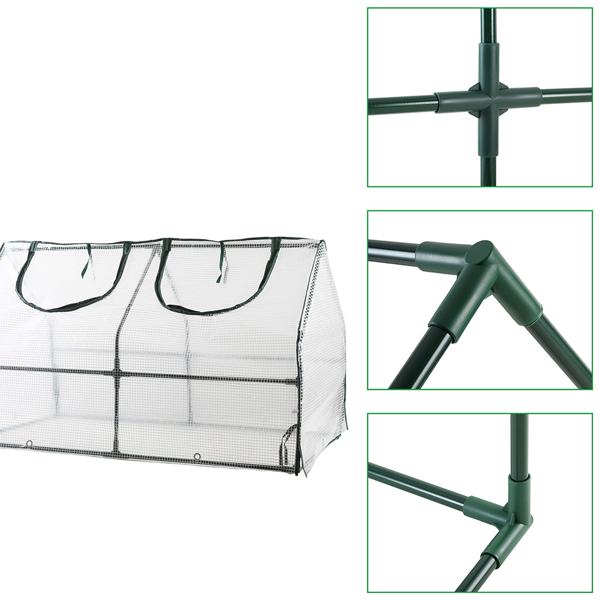 Folien-Gewächshaus 120x60x60 cm, Tomatenhaus mit A-Dach, 16mm verzinkter Stahl, 140g/m² PE-Folie, UV-Schutz & 2 Fenster mit Reissverschluss