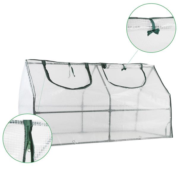 Folien-Gewächshaus 120x60x60 cm, Tomatenhaus mit A-Dach, 16mm verzinkter Stahl, 140g/m² PE-Folie, UV-Schutz & 2 Fenster mit Reissverschluss