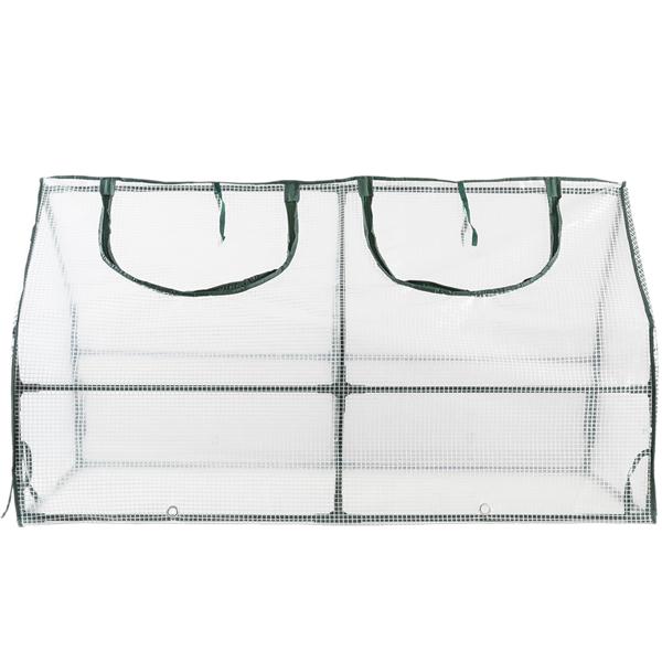 Folien-Gewächshaus 120x60x60 cm, Tomatenhaus mit A-Dach, 16mm verzinkter Stahl, 140g/m² PE-Folie, UV-Schutz & 2 Fenster mit Reissverschluss