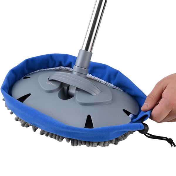 Multifunktions-KFZ Wischmopp mit 160cm Teleskopstange, 180 Grad Gelenk & 2 Chenille Mikrofaser Aufsätzen für PKW, LKW, Wohnmobil & Wohnwagen