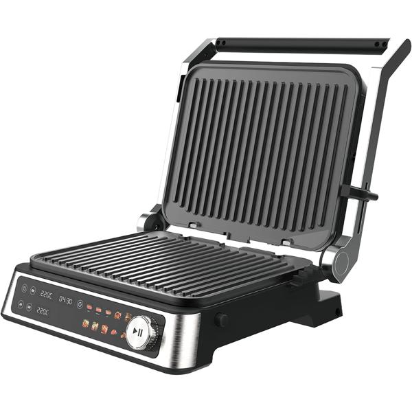 Vielseitiger Kontakt-Grill mit Farbdisplay & 2 Zonen: Leistungsstarker Elektrogrill für Steak, Sandwich, Fisch & Gemüse – Perfekter Tischgrill