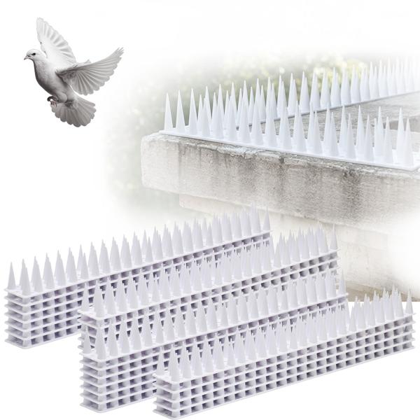 24er Set Taubenspikes Weiss 10,8m - Effektive Vogelabwehr aus Polycarbonat - 3-reihige Abwehrspikes gegen Tauben, Möwen, Marder, Katzen & Eichhörnchen