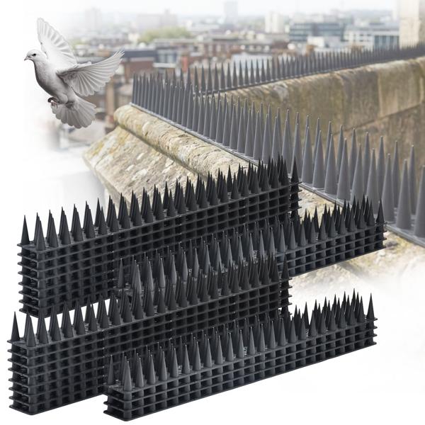 24er Set Taubenspikes Schwarz 10,8m - Effektive Vogelabwehr aus Polycarbonat - 3-reihige Abwehrspikes gegen Tauben, Möwen, Marder, Katzen & Eichhörnchen