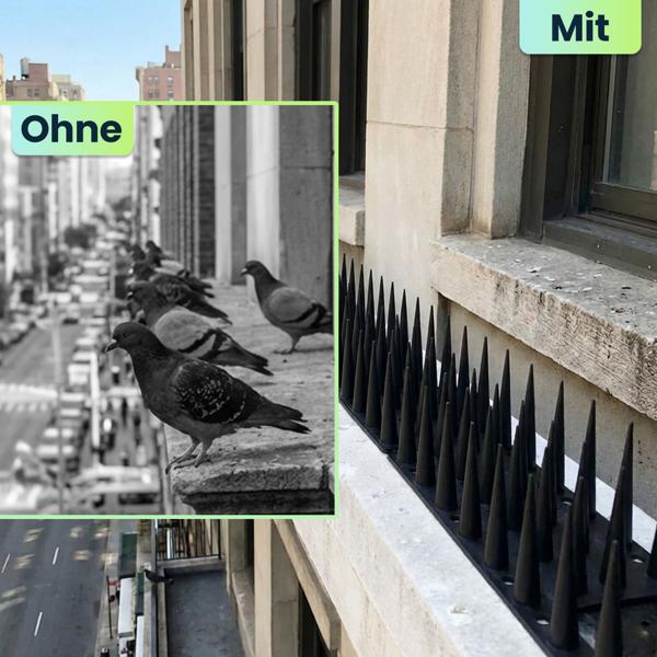 24er Set Taubenspikes Schwarz 10,8m - Effektive Vogelabwehr aus Polycarbonat - 3-reihige Abwehrspikes gegen Tauben, Möwen, Marder, Katzen & Eichhörnchen