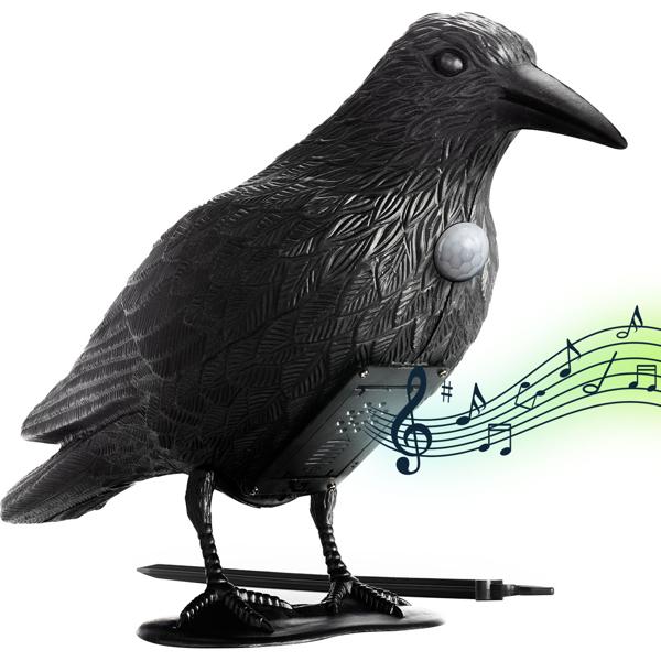 Lot de 2 répulsifs corbeau réalistes contre les oiseaux avec son : épouvantail corbeau à piles pour une lutte efficace contre les oiseaux. Cris de corneille naturels comme moyen de dissuasion
