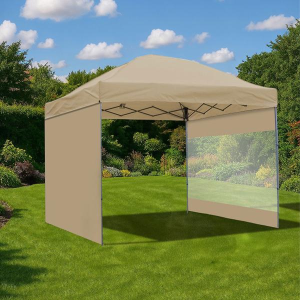 Barnum pliant ultra-compact 3 x 3 m kaki, 2 parois latérales – tonnelle mobile et solide pour événements, marchés, fêtes, camping