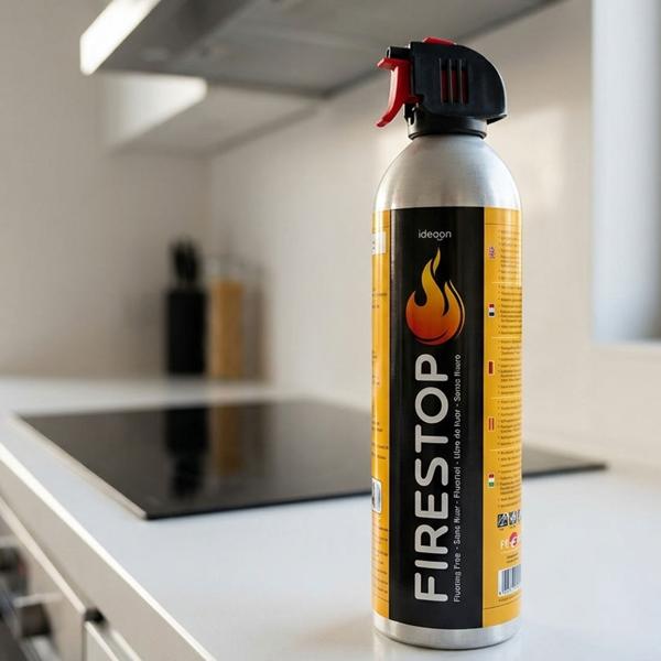 Feuerlöschspray Firestop, Brandklasse A/F, Fluorfrei, 600ml, Fettbrandlöscher für Speiseöl bis 5L – Kompakt & Sicher, 5A 5F