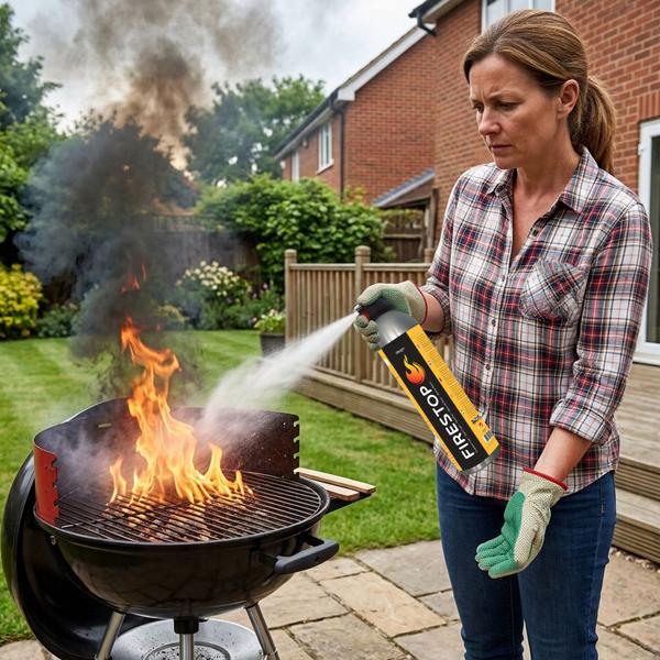 Feuerlöschspray Firestop, Brandklasse A/F, Fluorfrei, 600ml, Fettbrandlöscher für Speiseöl bis 5L – Kompakt & Sicher, 5A 5F