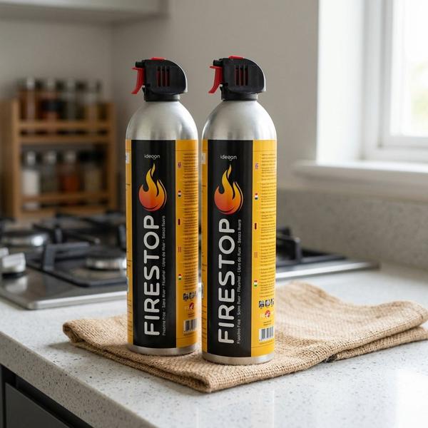2er-Set Feuerlöschspray Firestop, Brandklasse A/F, Fluorfrei, 600ml, Fettbrandlöscher für Speiseöl bis 5L – Kompakt & Sicher, 5A 5F