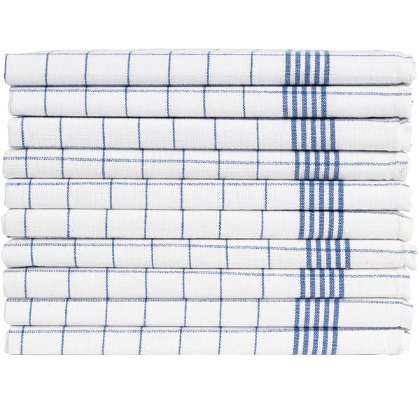 10er-Set Geschirrtücher aus 100% Baumwolle, 50x70 cm - Blau Kariert - Saugstarke Küchentücher für Haushalt & Gastro, Oeko-Tex, Premium Abtrockentücher
