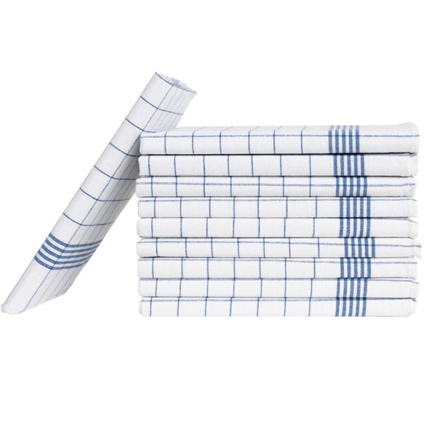 10er-Set Geschirrtücher aus 100% Baumwolle, 50x70 cm - Blau Kariert - Saugstarke Küchentücher für Haushalt & Gastro, Oeko-Tex, Premium Abtrockentücher