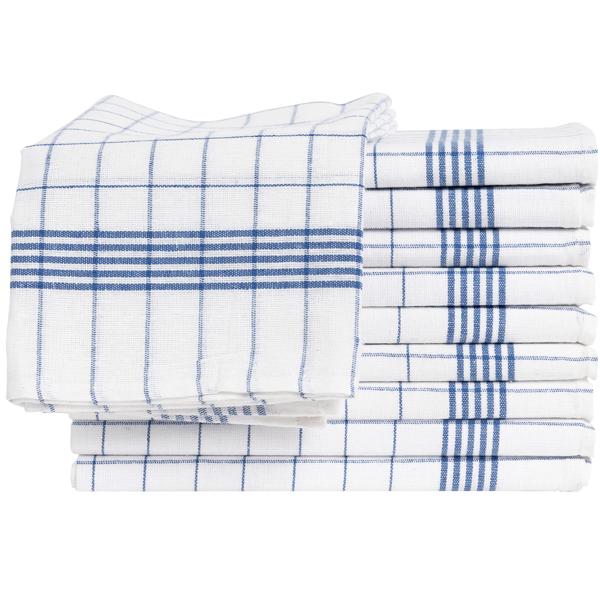 10er-Set Geschirrtücher aus 100% Baumwolle, 50x70 cm - Blau Kariert - Saugstarke Küchentücher für Haushalt & Gastro, Oeko-Tex, Premium Abtrockentücher