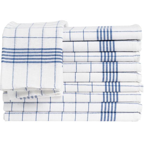 10er-Set Geschirrtücher aus 100% Baumwolle, 50x70 cm - Blau Kariert - Saugstarke Küchentücher für Haushalt & Gastro, Oeko-Tex, Premium Abtrockentücher