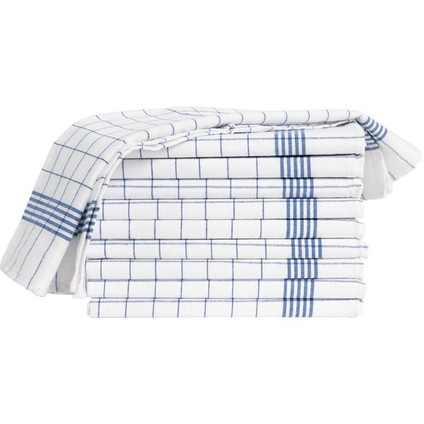 10er-Set Geschirrtücher aus 100% Baumwolle, 50x70 cm - Blau Kariert - Saugstarke Küchentücher für Haushalt & Gastro, Oeko-Tex, Premium Abtrockentücher
