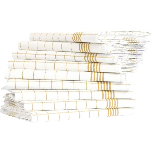 10er-Set Geschirrtücher aus 100% Baumwolle, 50x70 cm - Gelb Kariert - Saugstarke Küchentücher für Haushalt & Gastro, Oeko-Tex, Premium Abtrockentücher
