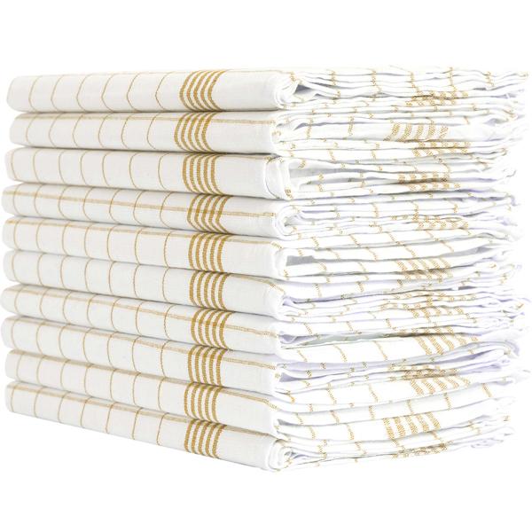 10er-Set Geschirrtücher aus 100% Baumwolle, 50x70 cm - Gelb Kariert - Saugstarke Küchentücher für Haushalt & Gastro, Oeko-Tex, Premium Abtrockentücher