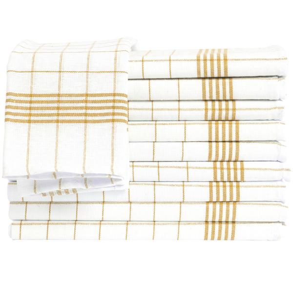 10er-Set Geschirrtücher aus 100% Baumwolle, 50x70 cm - Gelb Kariert - Saugstarke Küchentücher für Haushalt & Gastro, Oeko-Tex, Premium Abtrockentücher