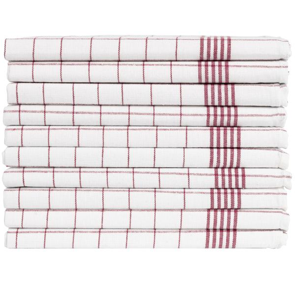 10er-Set Geschirrtücher aus 100% Baumwolle, 50x70 cm - Rot Kariert - Saugstarke Küchentücher für Haushalt & Gastro, Oeko-Tex, Premium Abtrockentücher
