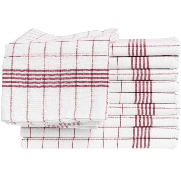 10er-Set Geschirrtücher aus 100% Baumwolle, 50x70 cm - Rot Kariert - Saugstarke Küchentücher für Haushalt & Gastro, Oeko-Tex, Premium Abtrockentücher