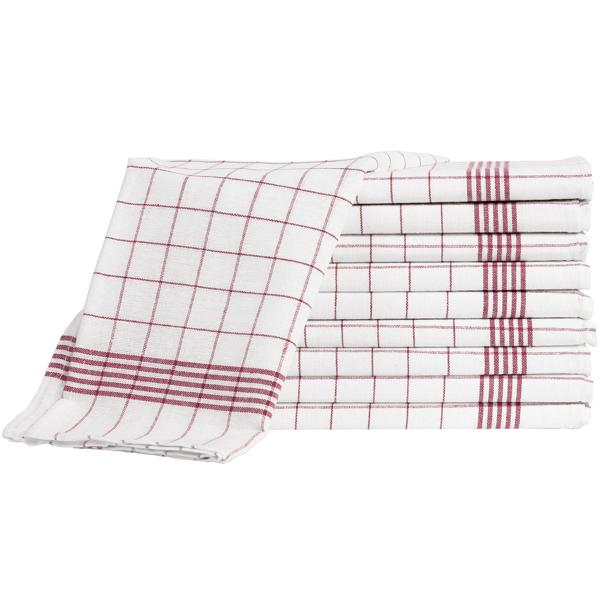 10er-Set Geschirrtücher aus 100% Baumwolle, 50x70 cm - Rot Kariert - Saugstarke Küchentücher für Haushalt & Gastro, Oeko-Tex, Premium Abtrockentücher
