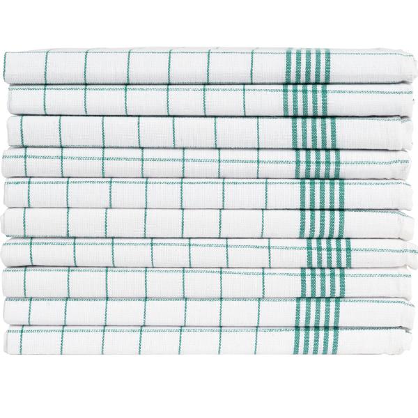 10er-Set Geschirrtücher aus 100% Baumwolle, 50x70 cm - Grün Kariert - Saugstarke Küchentücher für Haushalt & Gastro, Oeko-Tex, Premium Abtrockentücher