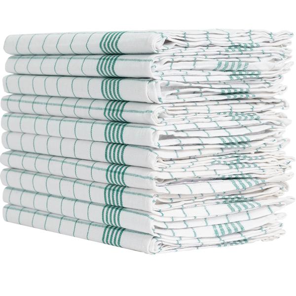 10er-Set Geschirrtücher aus 100% Baumwolle, 50x70 cm - Grün Kariert - Saugstarke Küchentücher für Haushalt & Gastro, Oeko-Tex, Premium Abtrockentücher