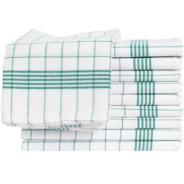 10er-Set Geschirrtücher aus 100% Baumwolle, 50x70 cm - Grün Kariert - Saugstarke Küchentücher für Haushalt & Gastro, Oeko-Tex, Premium Abtrockentücher