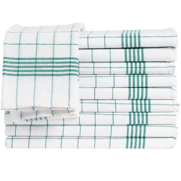 10er-Set Geschirrtücher aus 100% Baumwolle, 50x70 cm - Grün Kariert - Saugstarke Küchentücher für Haushalt & Gastro, Oeko-Tex, Premium Abtrockentücher