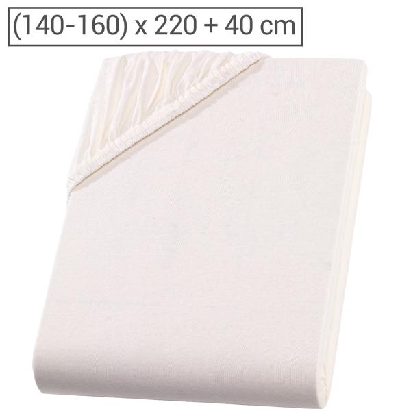 Premium Spannbetttuch für Boxspringbett & Wasserbett - Natur, 140-160x220 cm - 190g/m2 Baumwolle/Elasthan - 40cm Steghöhe - Oeko-Tex - Bügelfrei & Weich