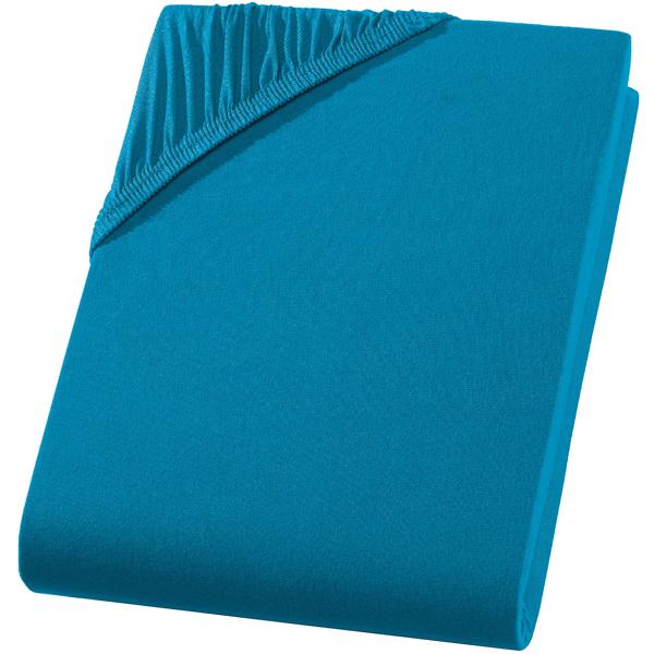 Drap-housse premium pour lit boxspring et lit à eau - pétrole, 140-160x220 cm - 190 g/m2 coton/élasthanne - bonnet 40 cm - Oeko-Tex - sans repassage & doux