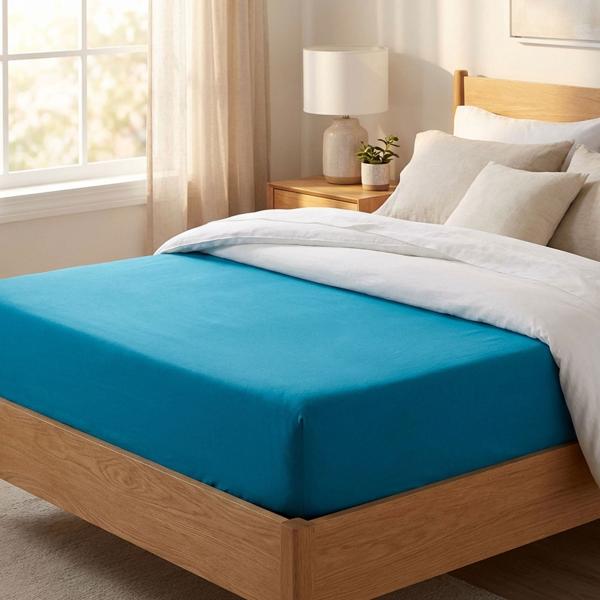 Drap-housse premium pour lit boxspring et lit à eau - pétrole, 140-160x220 cm - 190 g/m2 coton/élasthanne - bonnet 40 cm - Oeko-Tex - sans repassage & doux