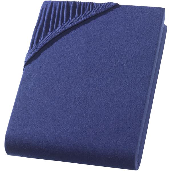 Drap-housse premium pour lit boxspring & lit à eau - navy, 140-160x220 cm - 190 g/m2 coton/élasthanne - bonnet 40 cm - Oeko-Tex - infroissable & doux