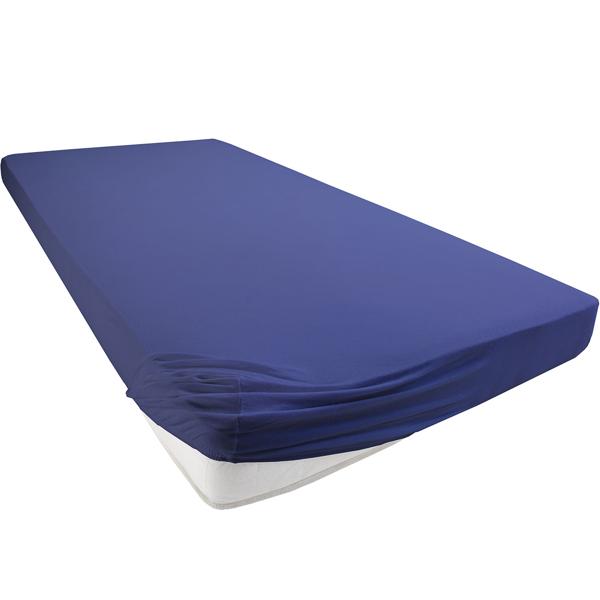 Drap-housse premium pour lit boxspring & lit à eau - navy, 140-160x220 cm - 190 g/m2 coton/élasthanne - bonnet 40 cm - Oeko-Tex - infroissable & doux