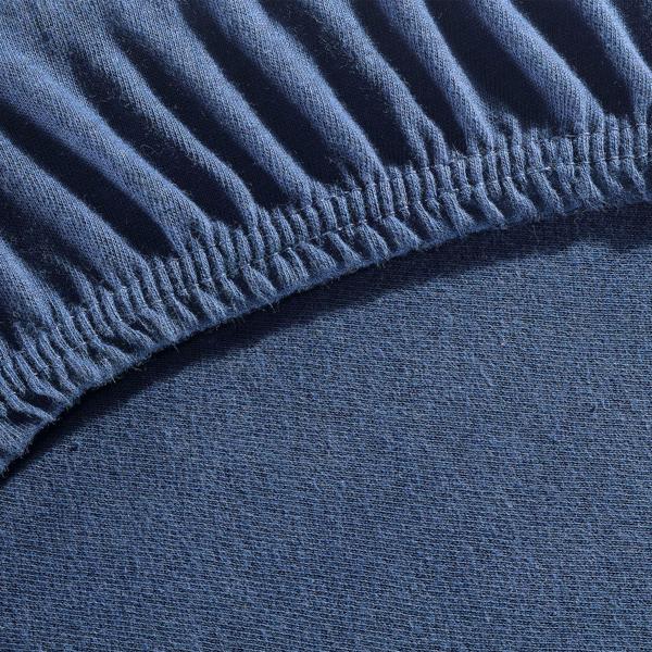 Drap-housse premium pour lit boxspring & lit à eau - navy, 140-160x220 cm - 190 g/m2 coton/élasthanne - bonnet 40 cm - Oeko-Tex - infroissable & doux