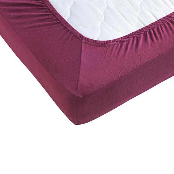 Drap-housse premium pour lit boxspring & lit à eau - bordeaux, 140-160x220 cm - 190 g/m2 coton/élasthanne - bonnet 40 cm - Oeko-Tex - infroissable & doux