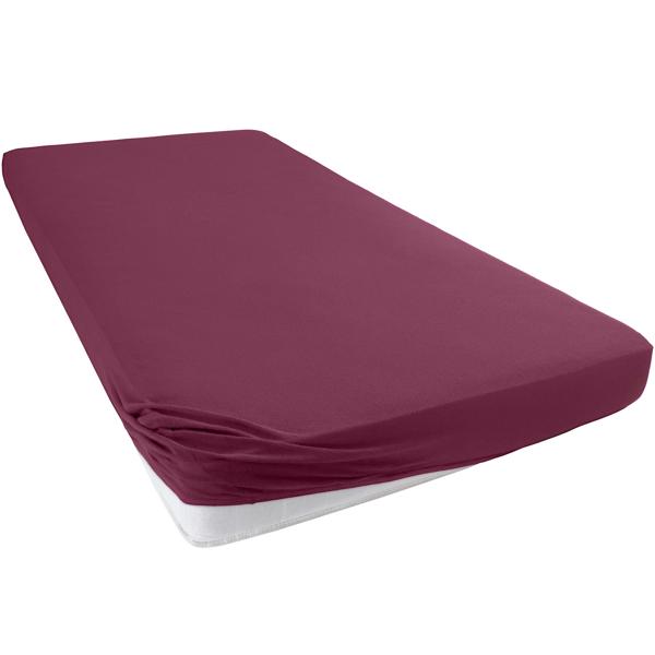 Drap-housse premium pour lit boxspring & lit à eau - bordeaux, 140-160x220 cm - 190 g/m2 coton/élasthanne - bonnet 40 cm - Oeko-Tex - infroissable & doux