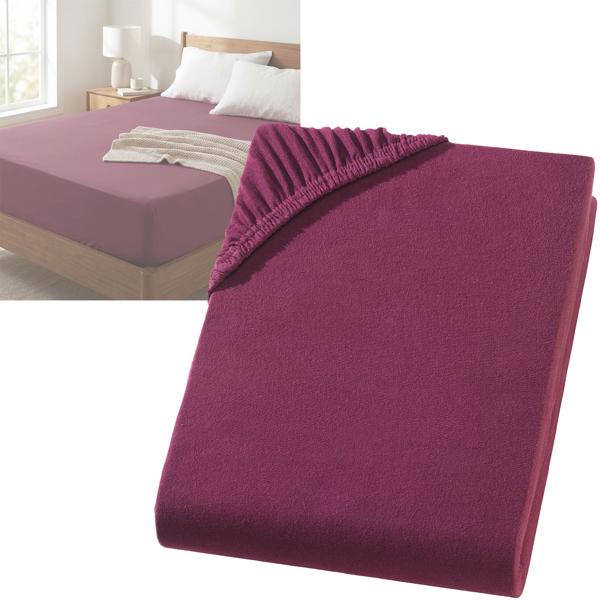 Drap-housse premium pour lit boxspring & lit à eau - bordeaux, 140-160x220 cm - 190 g/m2 coton/élasthanne - bonnet 40 cm - Oeko-Tex - infroissable & doux
