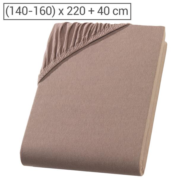 Drap extensible premium pour lit boxspring & lit à eau - nougat, 140-160x220 cm - 190 g/m² coton/élasthanne - bonnet 40 cm - Oeko-Tex - infroissable & doux