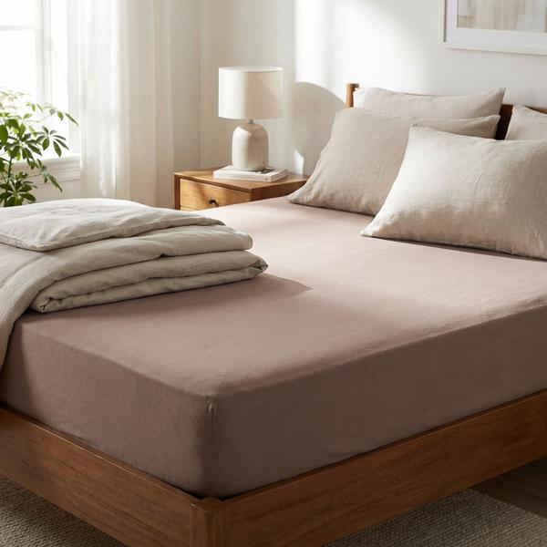 Drap extensible premium pour lit boxspring & lit à eau - nougat, 140-160x220 cm - 190 g/m² coton/élasthanne - bonnet 40 cm - Oeko-Tex - infroissable & doux