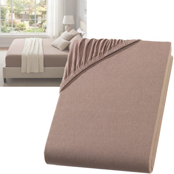 Drap extensible premium pour lit boxspring & lit à eau - nougat, 140-160x220 cm - 190 g/m² coton/élasthanne - bonnet 40 cm - Oeko-Tex - infroissable & doux
