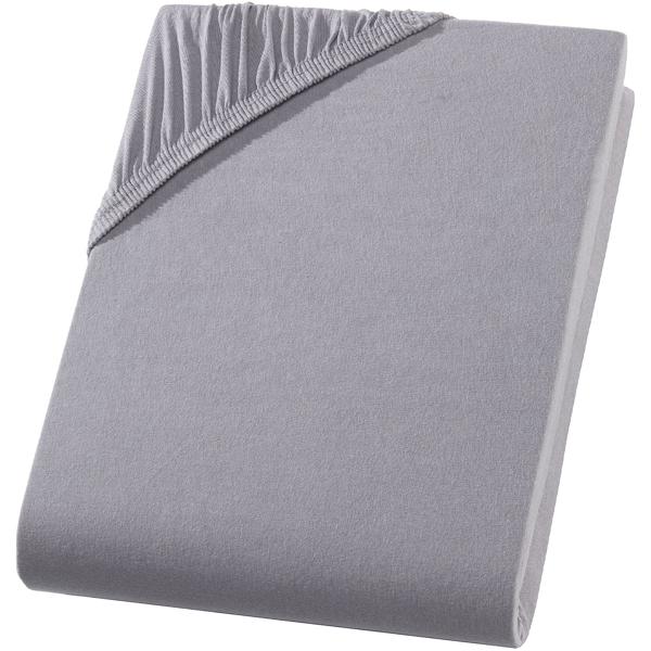 Drap-housse premium pour lit boxspring & lit à eau - Gris, 140-160x220 cm - 190 g/m² coton/élasthanne - Bonnet 40 cm - Oeko-Tex - Sans repassage & doux