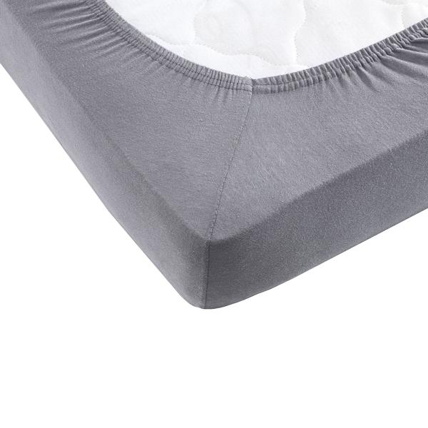 Drap-housse premium pour lit boxspring & lit à eau - Gris, 140-160x220 cm - 190 g/m² coton/élasthanne - Bonnet 40 cm - Oeko-Tex - Sans repassage & doux