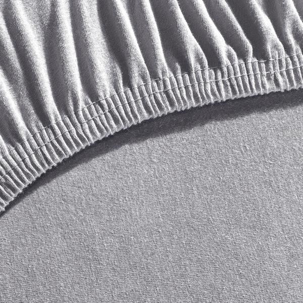 Drap-housse premium pour lit boxspring & lit à eau - Gris, 140-160x220 cm - 190 g/m² coton/élasthanne - Bonnet 40 cm - Oeko-Tex - Sans repassage & doux