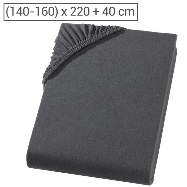 Premium Spannbetttuch für Boxspringbett & Wasserbett - Anthrazit, 140-160x220 cm - 190g/m2 Baumwolle/Elasthan - 40cm Steghöhe - Oeko-Tex - Bügelfrei & Weich