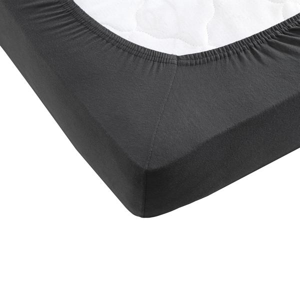 Premium Spannbetttuch für Boxspringbett & Wasserbett - Anthrazit, 140-160x220 cm - 190g/m2 Baumwolle/Elasthan - 40cm Steghöhe - Oeko-Tex - Bügelfrei & Weich