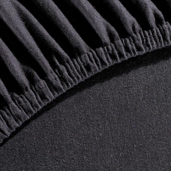 Drap-housse premium pour lit boxspring et lit à eau - Noir, 140-160x220 cm - 190 g/m2 coton/élasthanne - Bonnet 40 cm - Oeko-Tex - Infroissable & Doux
