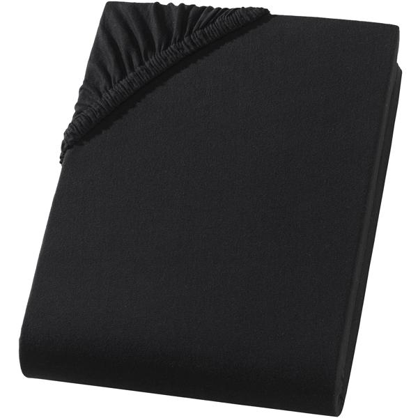 Drap-housse premium pour lit boxspring et lit à eau - Noir, 140-160x220 cm - 190 g/m2 coton/élasthanne - Bonnet 40 cm - Oeko-Tex - Infroissable & Doux