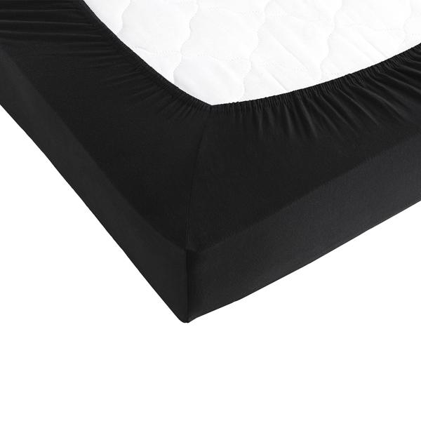 Drap-housse premium pour lit boxspring et lit à eau - Noir, 140-160x220 cm - 190 g/m2 coton/élasthanne - Bonnet 40 cm - Oeko-Tex - Infroissable & Doux